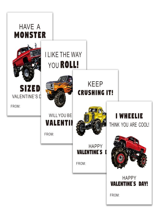 YQV Valentines Day Gift Tags Stickers, 40 Trucks Cars Valentine's Day Stickers for Kids, Self Adhesive Happy Valentine's Day Labels for Valentine Gift Decoration-A01 - Image 1